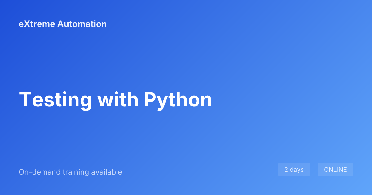 Testing with Python - TDD Workshop